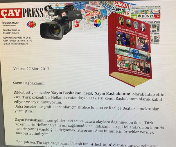 İLHAN KARAÇAY’DAN HOLLANDA BAŞBAKAN’INA SORU: