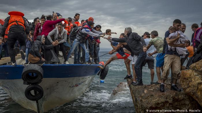 Lesbos Ankunft Flüchtlingsboot
