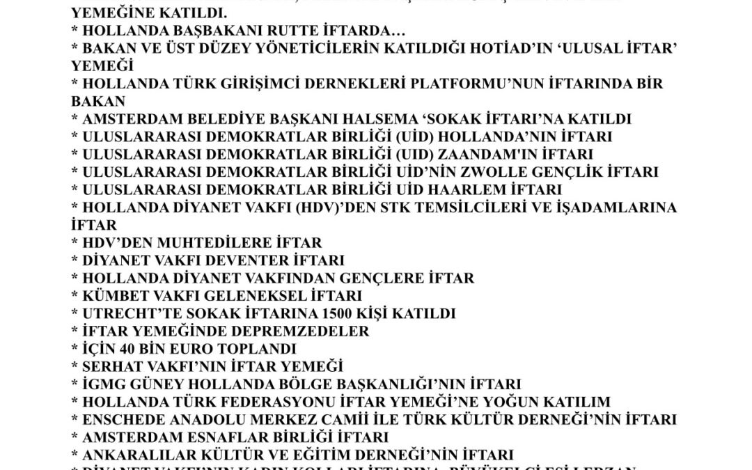 RAMAZAN VE İFTAR, AVRUPA VE DÜNYADA ‘KÜLTÜREL DEĞER-RİTÜEL’ OLDU.