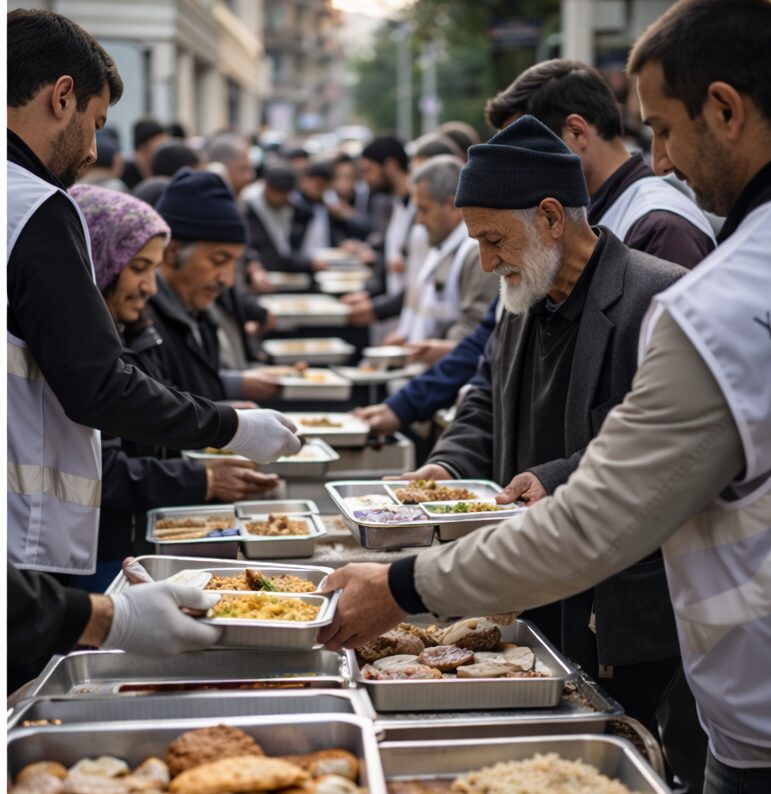 Afbeelding met persoon, kleding, person, Fastfood Door AI gegenereerde inhoud is mogelijk onjuist.